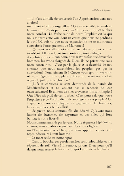 Page 107, extrait de texte de L'Ordre et le Royaume, version littéraire